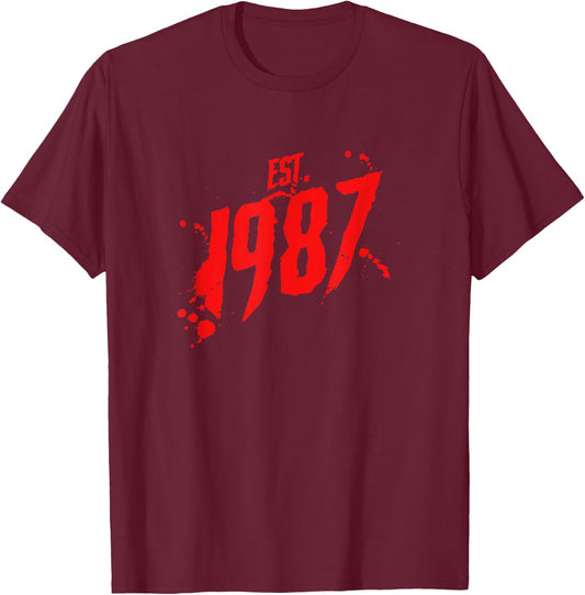 Est. 1987 80's Style Slasher Horror Movie Birth Year T-Shirt - T-Shirt | Maroon