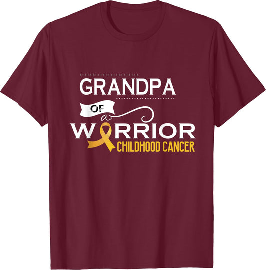 Childhood cancer awareness Grandpa of a warrior T-Shirt - T-Shirt | Maroon