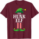 Hunk Elf Matching Family Group Christmas Party Pyjamas T-Shirt - T-Shirt | Maroon