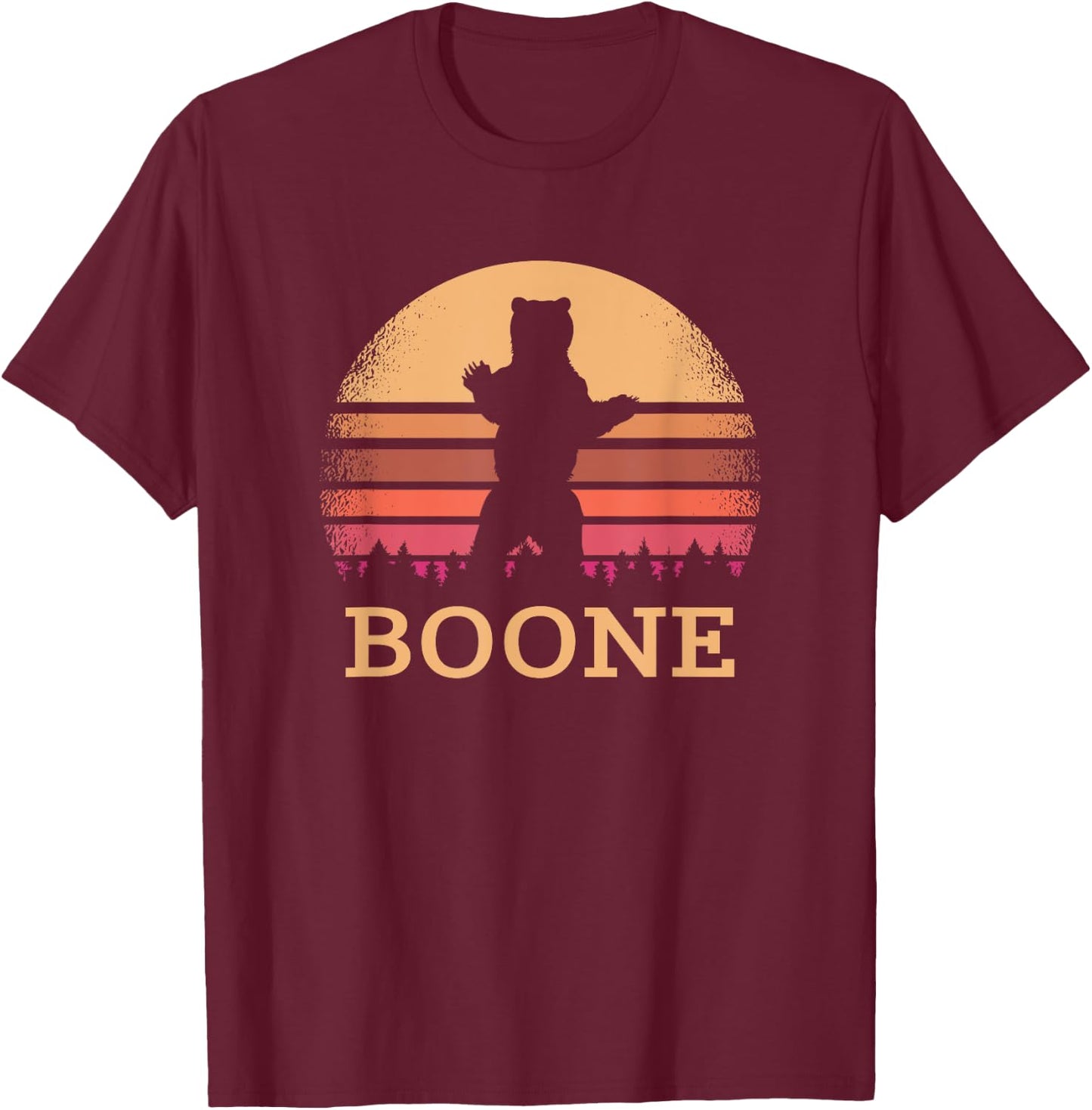 Boone North Carolina Vintage Bear NC Distressed 80s Sunset T-Shirt - T-Shirt | Maroon