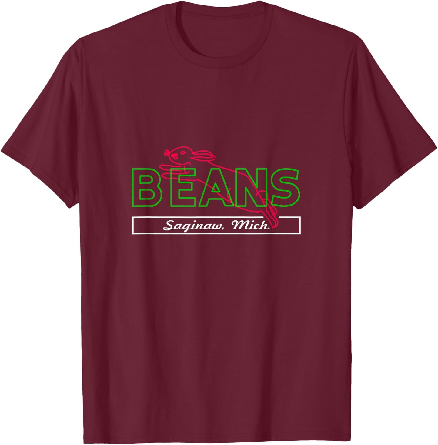 Beans Bunny Saginaw Michigan Nostalgia T-Shirt - T-Shirt | Maroon