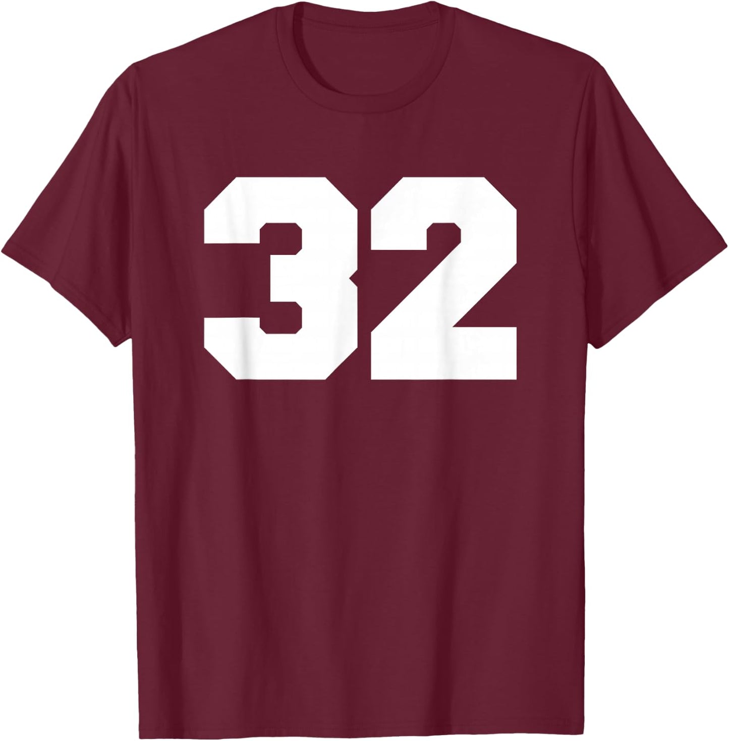 Number 32 Sports Jersey Player #32 Fan FRONT Print Varsity T-Shirt - T-Shirt | Maroon