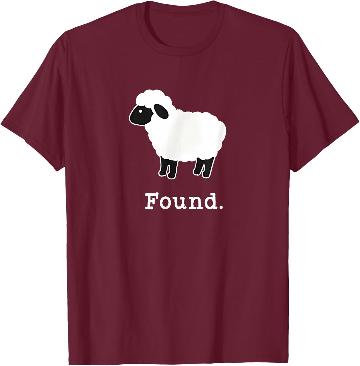 Found Minimalist Sheep Christian Psalm 23 Lamb Christian T-Shirt - T-Shirt | Maroon