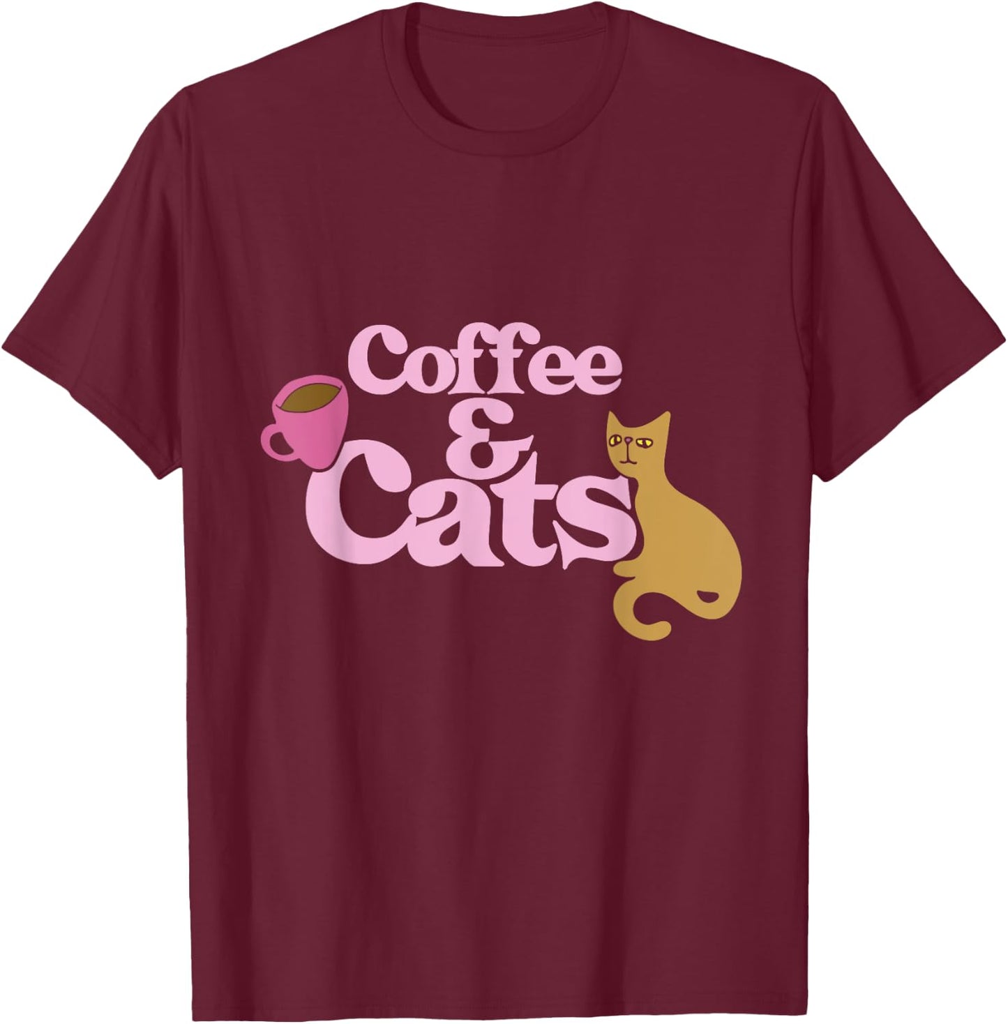 Coffee and Cats shirt cat lovers I love coffee Men Women Girls Kids T-Shirt - T-Shirt | Maroon
