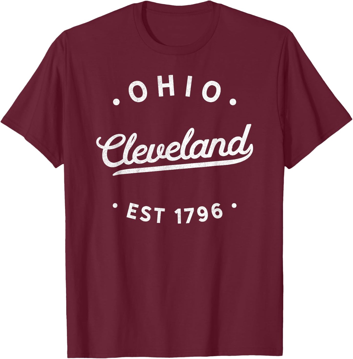 Classic Retro Vintage Cleveland Ohio 1796 USA Novelty T-Shirt - T-Shirt | Maroon