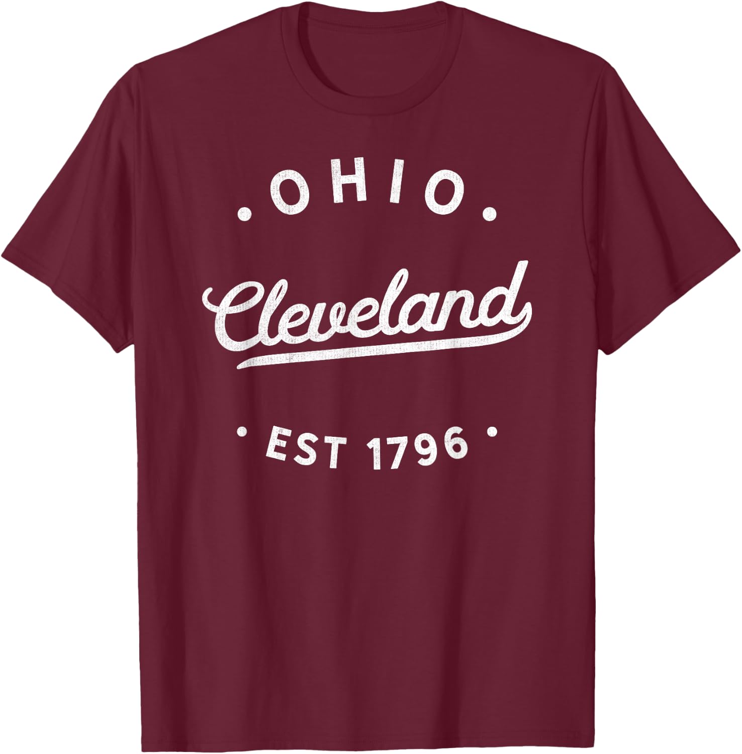 Classic Retro Vintage Cleveland Ohio 1796 USA Novelty T-Shirt - T-Shirt | Maroon