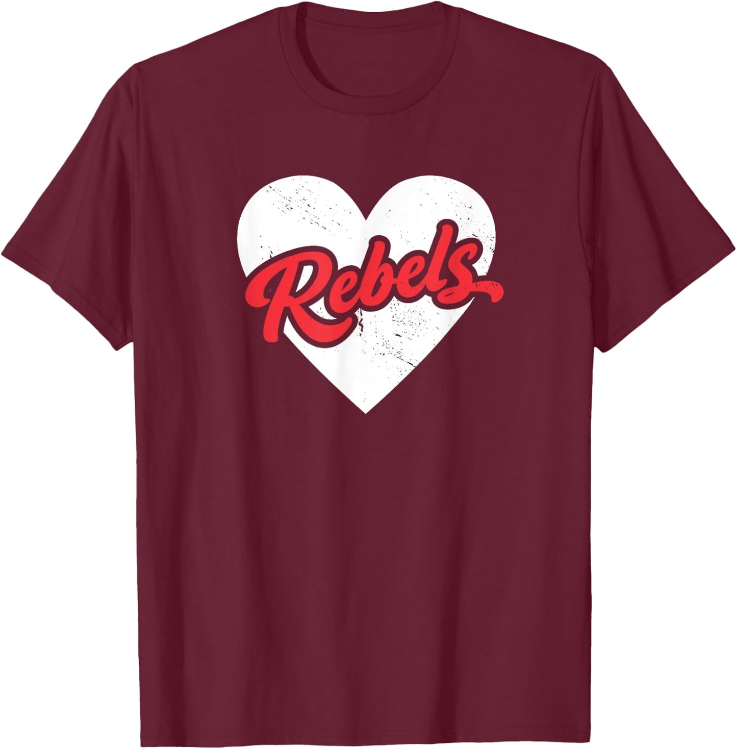Vintage Rebels High School Go Rebels Pride Heart T-Shirt - T-Shirt | Maroon