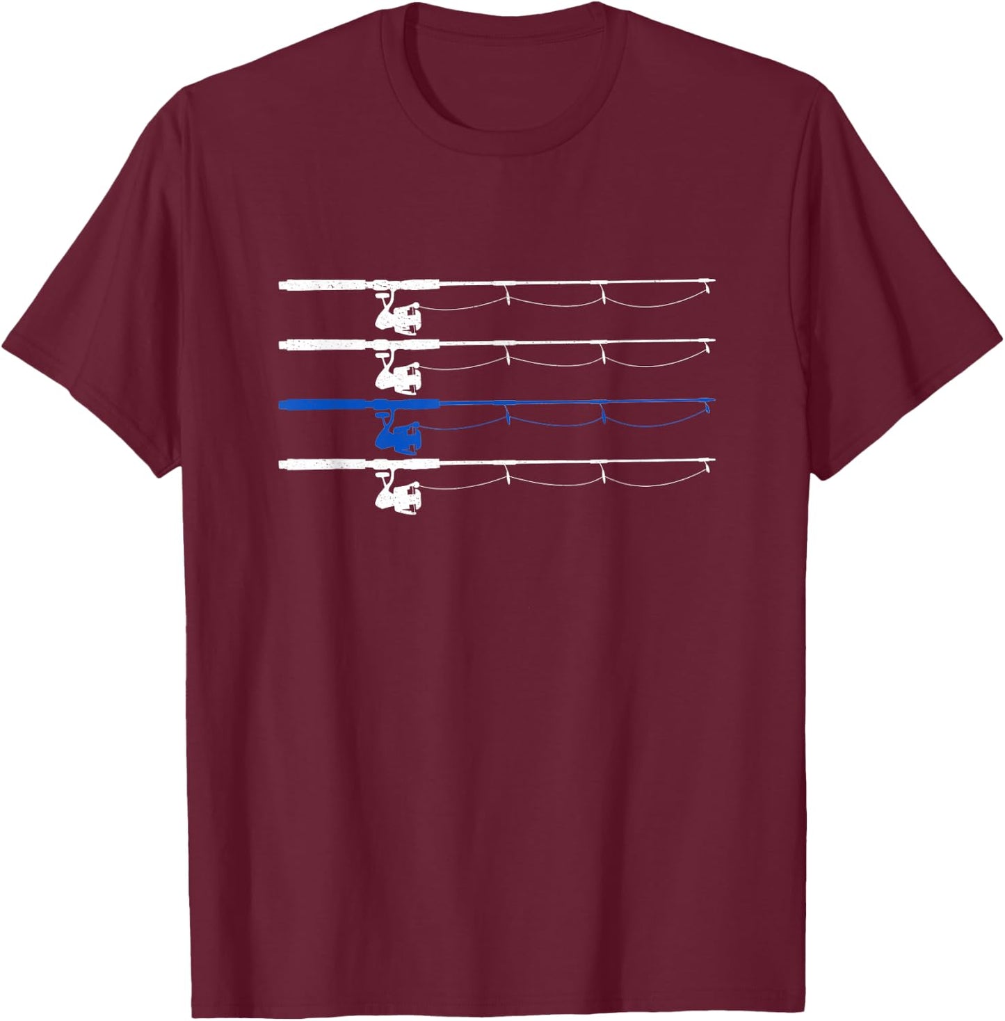 Thin Blue line Fishing Rod Police Law Enforcement Officer T-Shirt - T-Shirt | Maroon