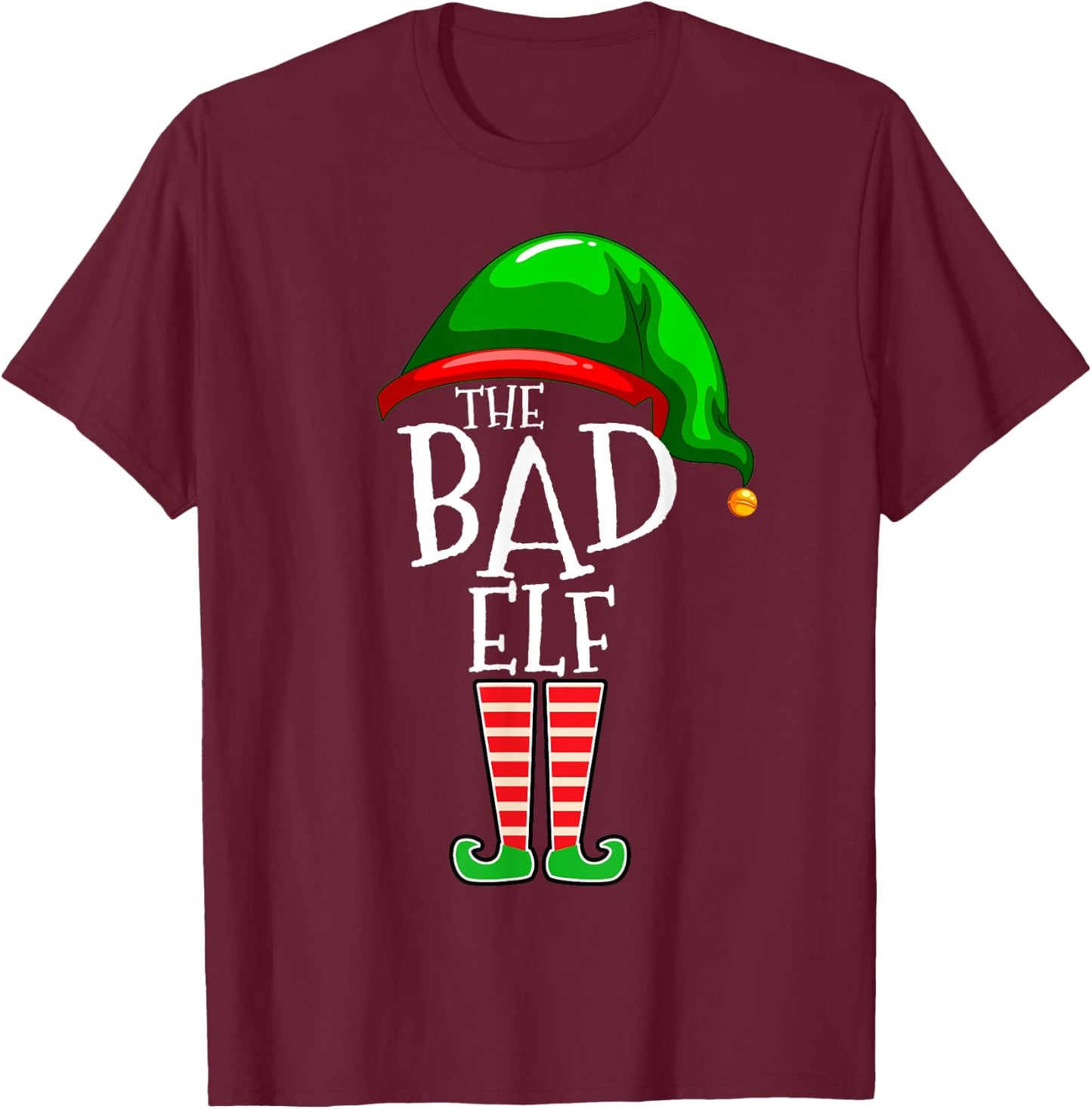 The Bad Elf Group Matching Family Christmas Gift Outfit Set T-Shirt - T-Shirt | Maroon