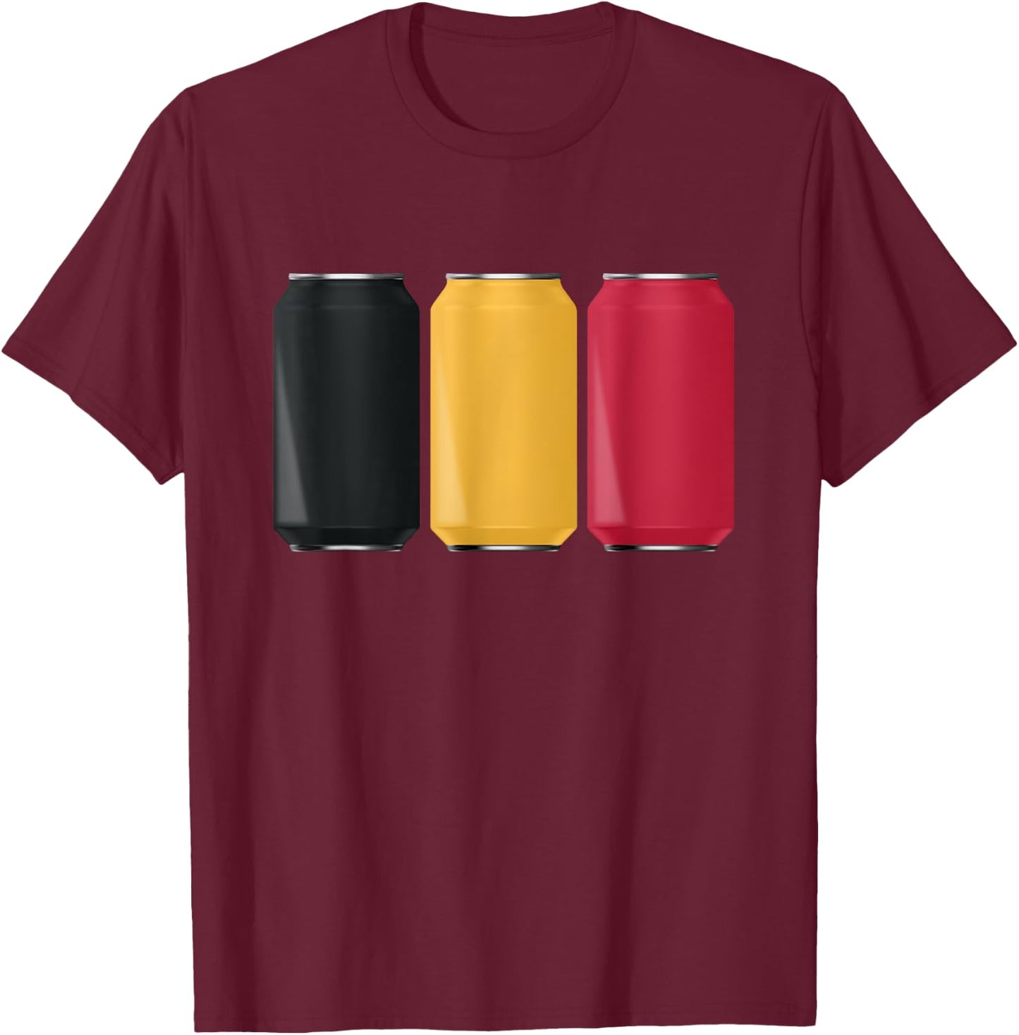 Patriotic Beer Cans Belgium Flag T-Shirt - T-Shirt | Maroon