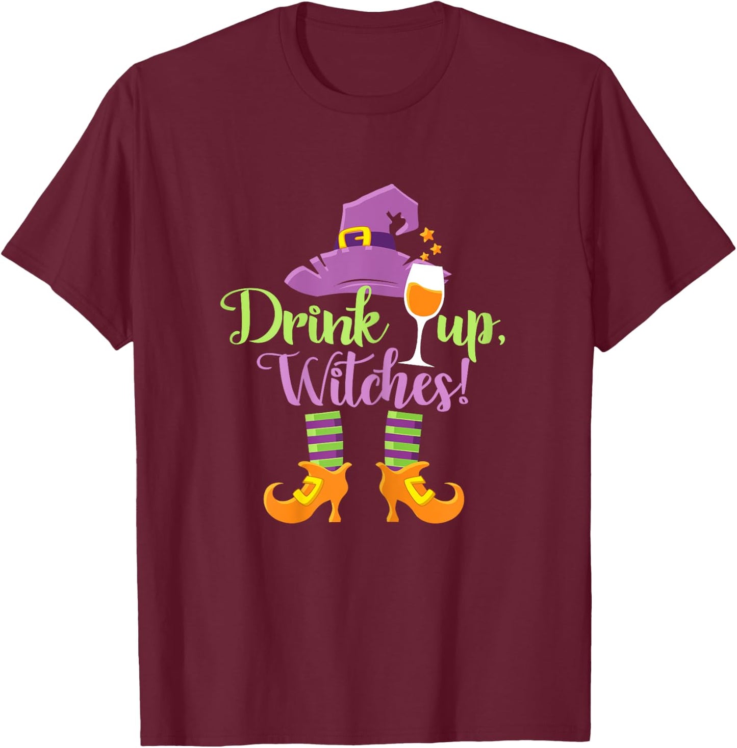 Halloween Funny Drink Up Witches T-Shirt - T-Shirt | Maroon