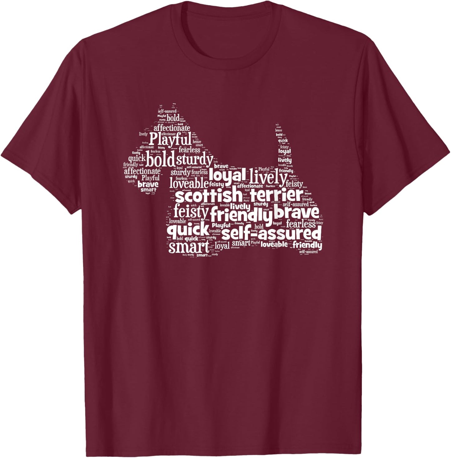 Scottish Terrier Scottie Dog Word Art Dog Lovers Women Girls Kids T-Shirt - T-Shirt | Maroon