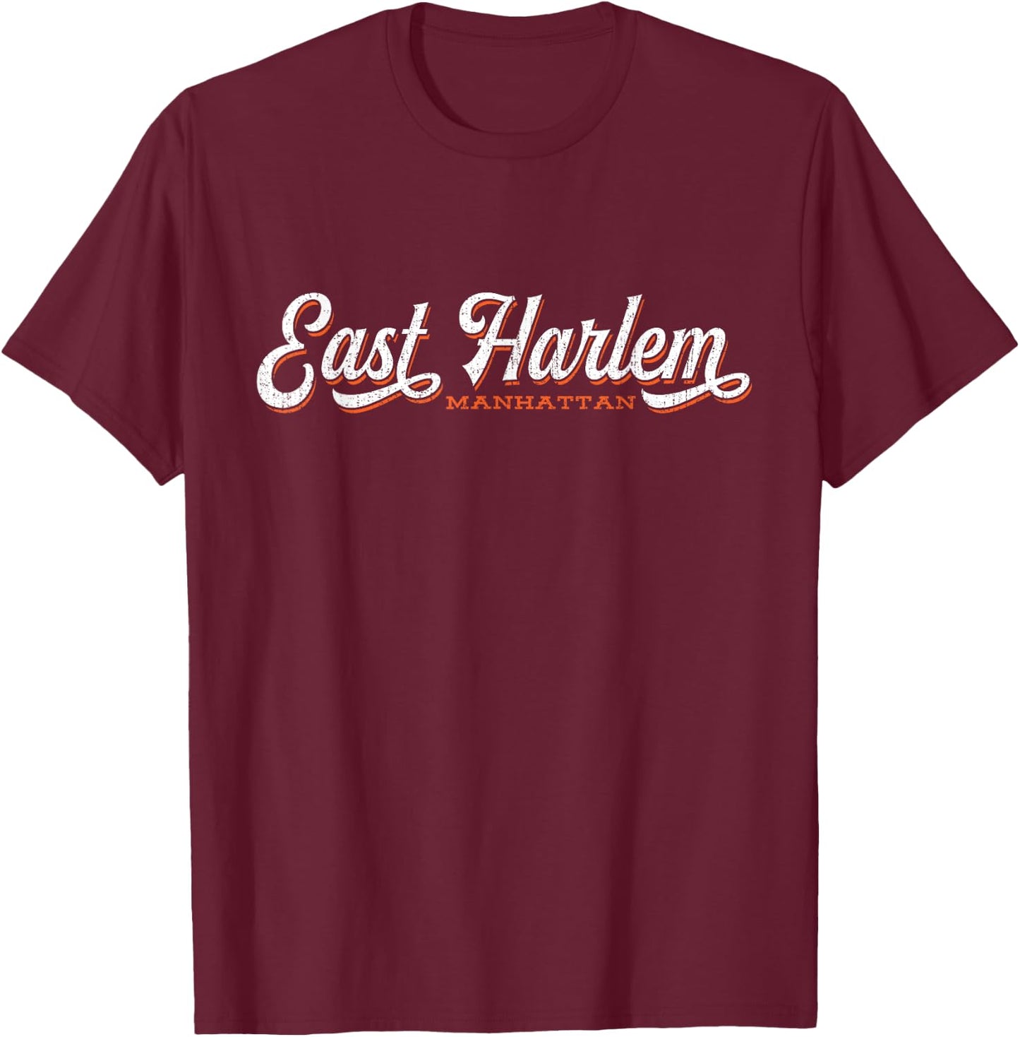 East Harlem New York | Cool Retro Manhattan NYC T-Shirt - T-Shirt | Maroon
