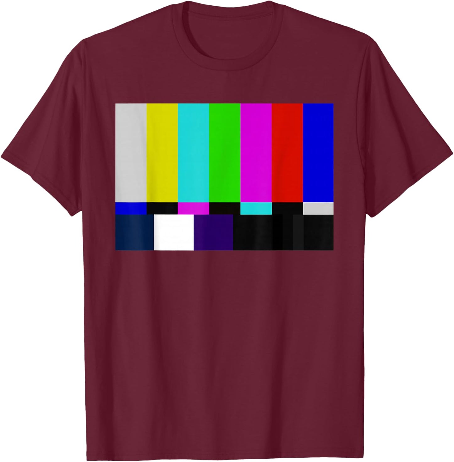 Color Bars TV Test Pattern T Shirt - Television Color Broadc T-Shirt - T-Shirt | Maroon
