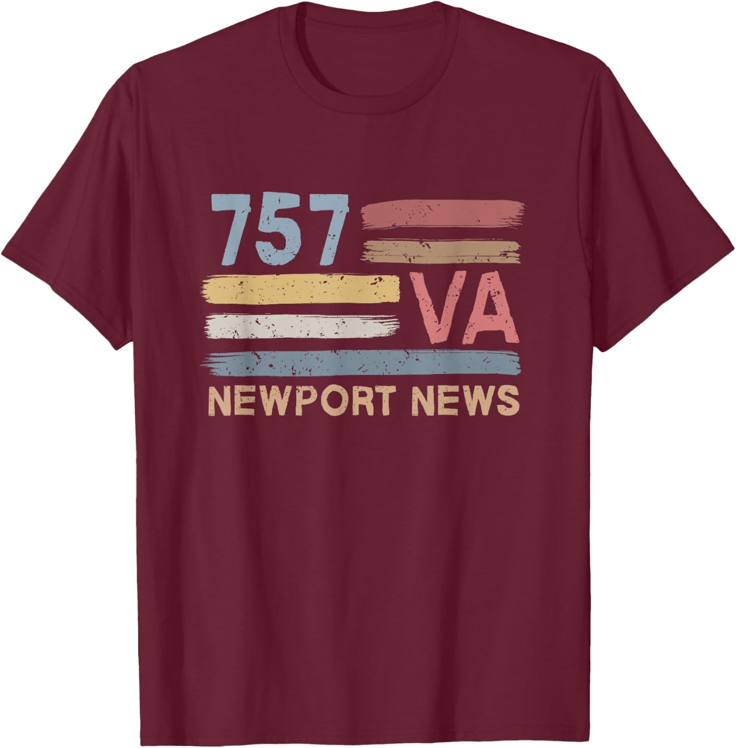 Retro Newport News Area Code 757 Residents State Virginia T-Shirt - T-Shirt | Maroon