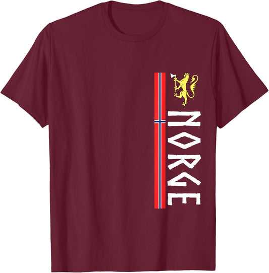 Norge Soccer Jersey Shirt Flag Of Norway Norwegian Map Gift T-Shirt - T-Shirt | Maroon