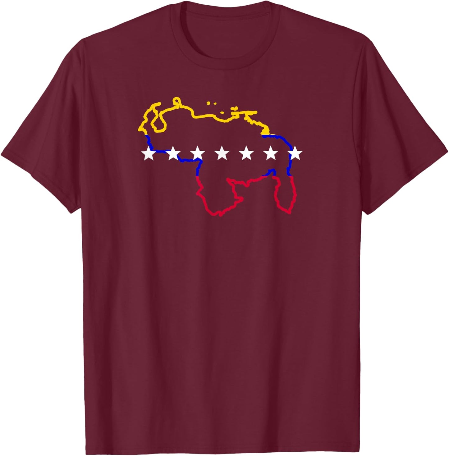 Venezuela map 7 stars flag T-Shirt - T-Shirt | Maroon