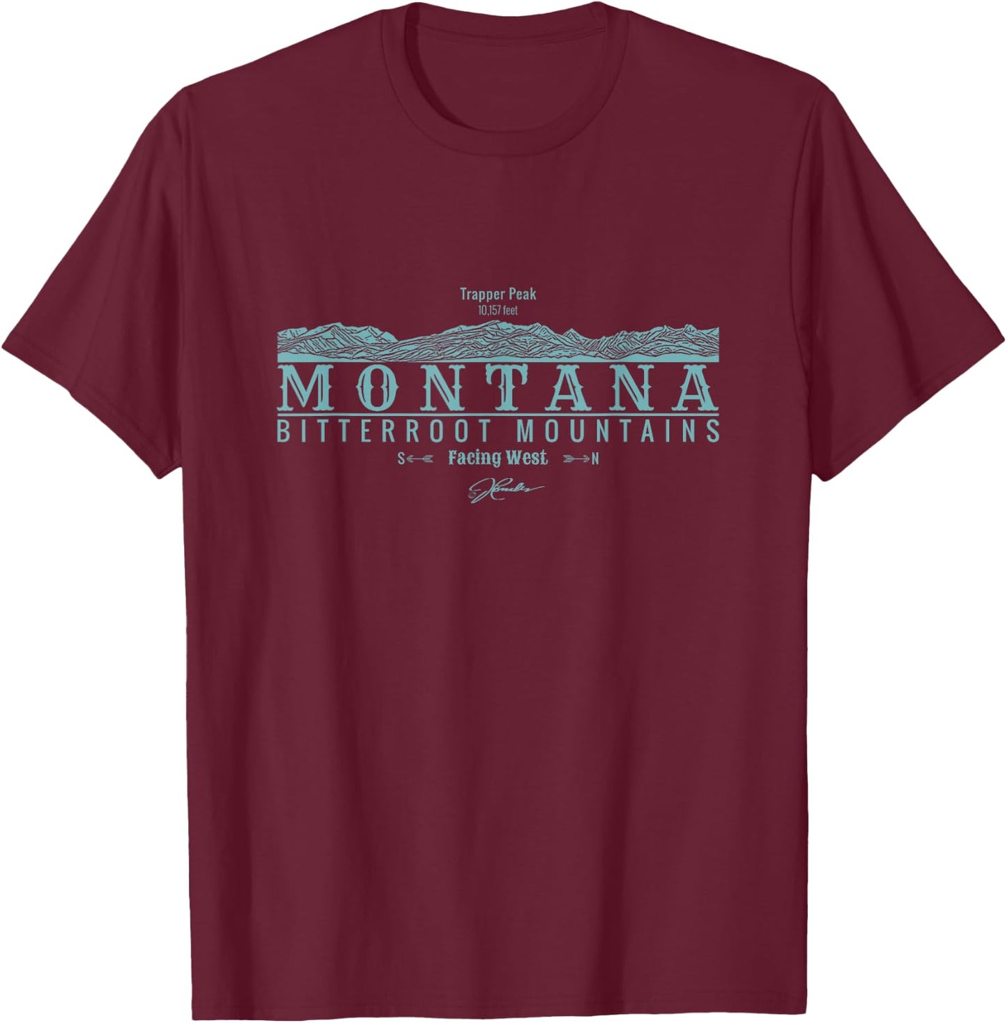 JCombs: Montana, Bitterroot Mtns, Trapper Peak T-Shirt - T-Shirt | Maroon