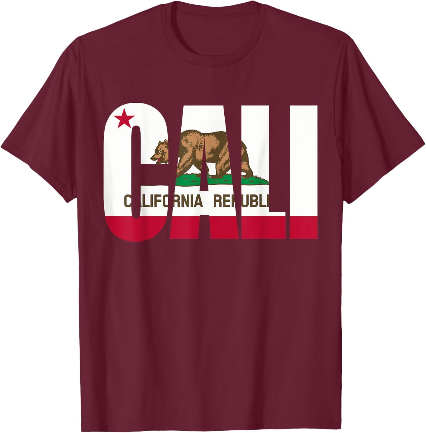Republic of California State Flag T-Shirt - T-Shirt | Maroon