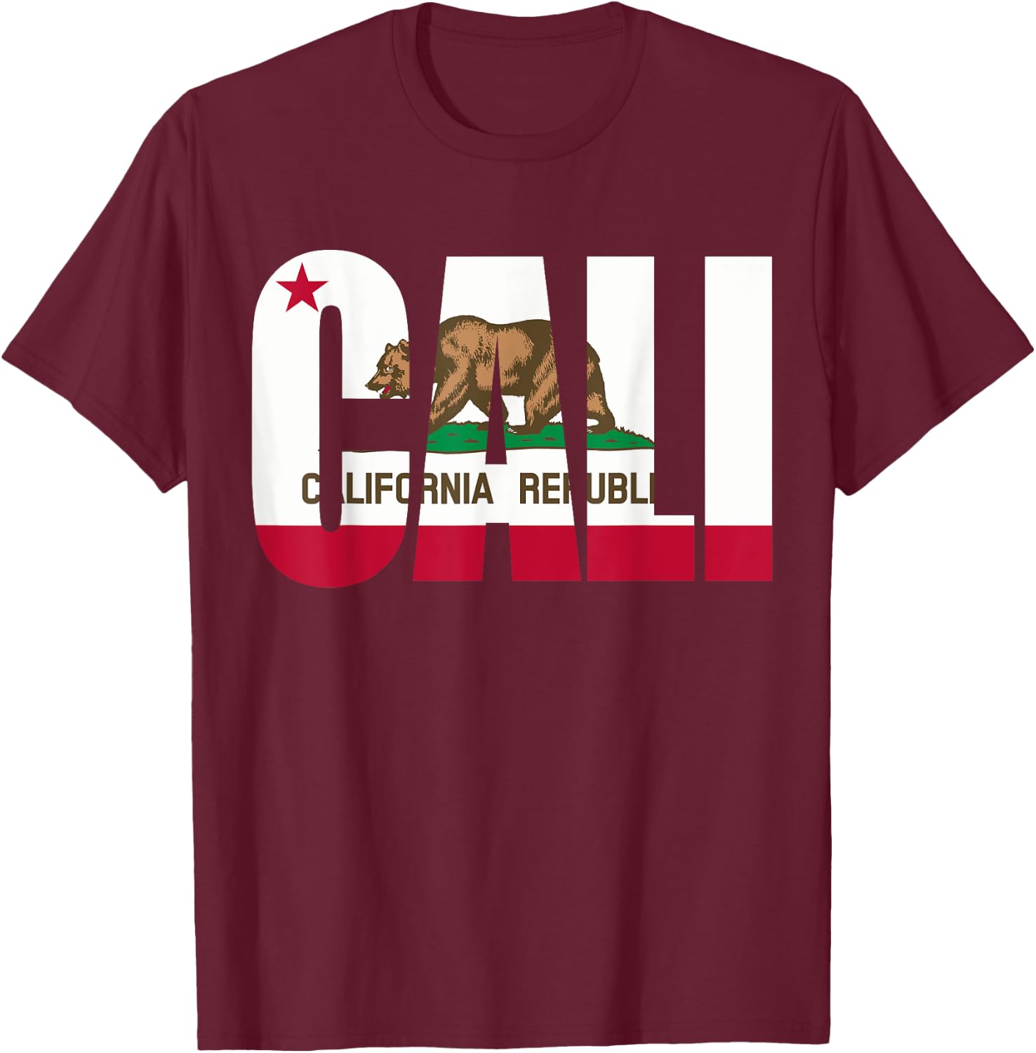 Republic of California State Flag T-Shirt - T-Shirt | Maroon