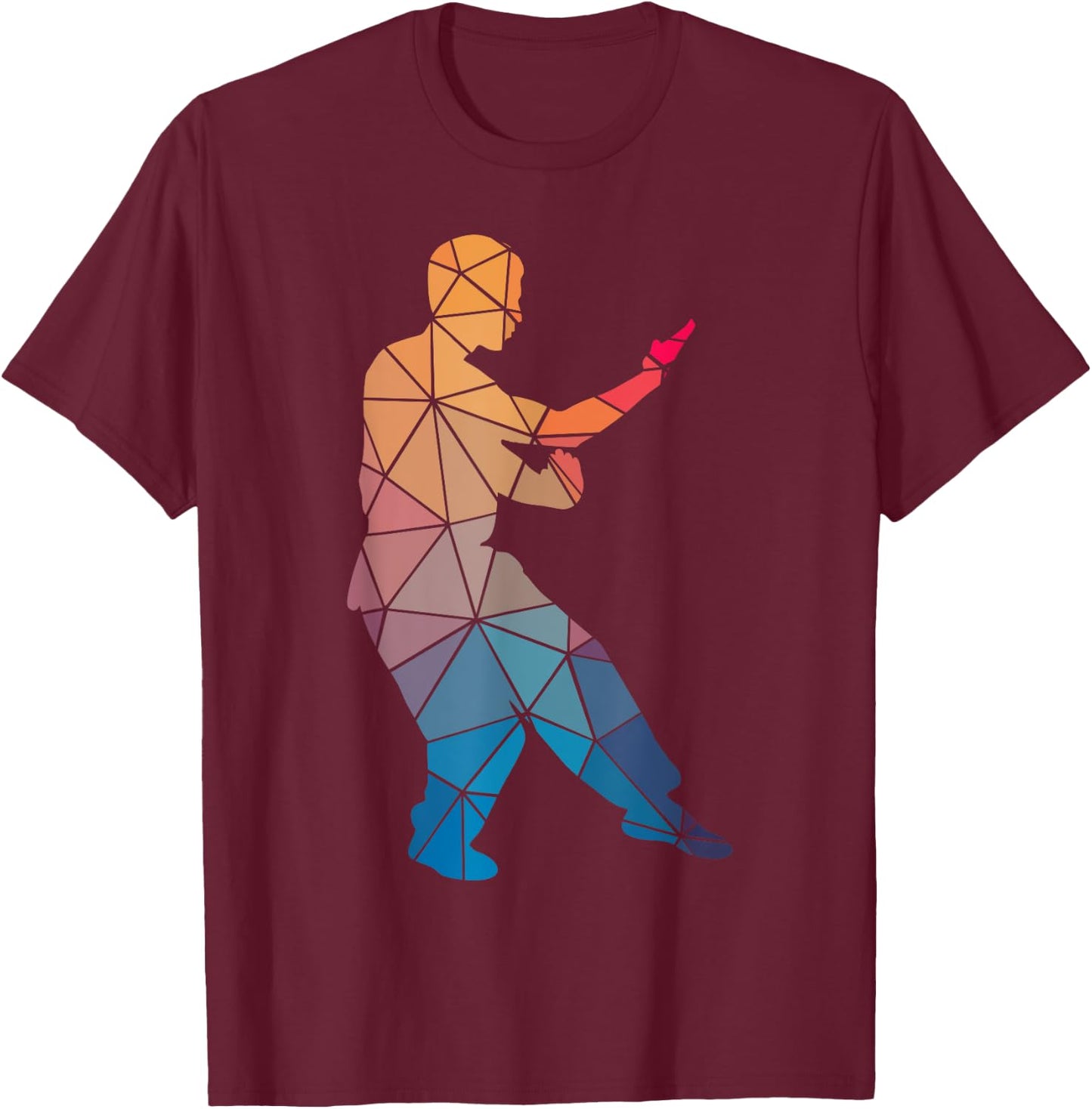 Geometric Cool Kung Fu Shape Gift T-Shirt - T-Shirt | Maroon