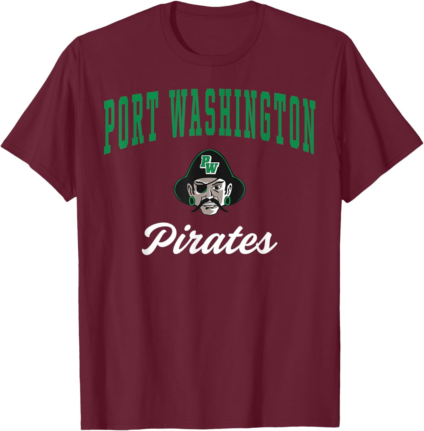 Port Washington High School Pirates C3 T-Shirt - T-Shirt | Maroon
