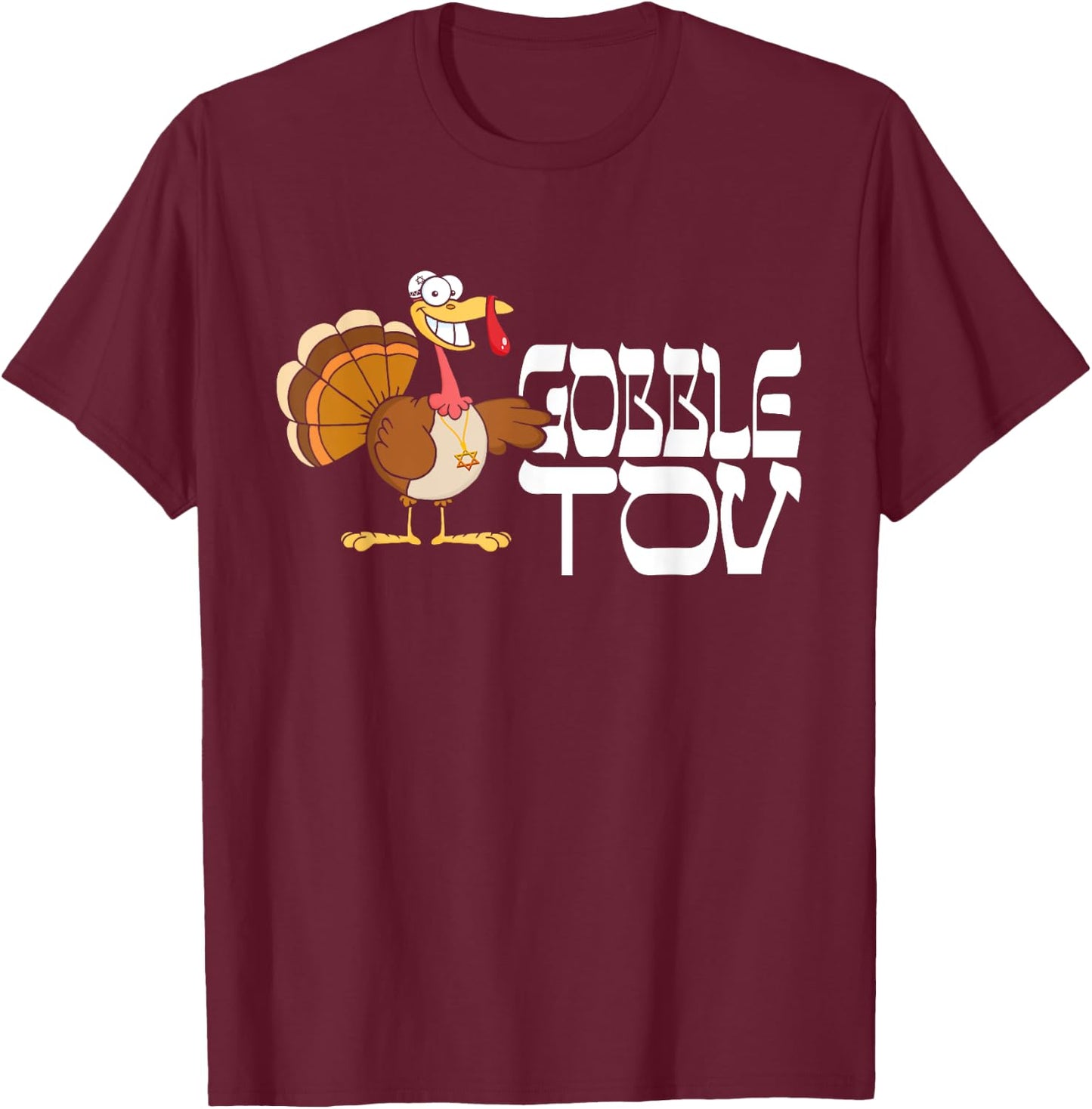 Gobble Tov Hebrew Turkey - Funny Thanksgiving Jewish T-Shirt - T-Shirt | Maroon