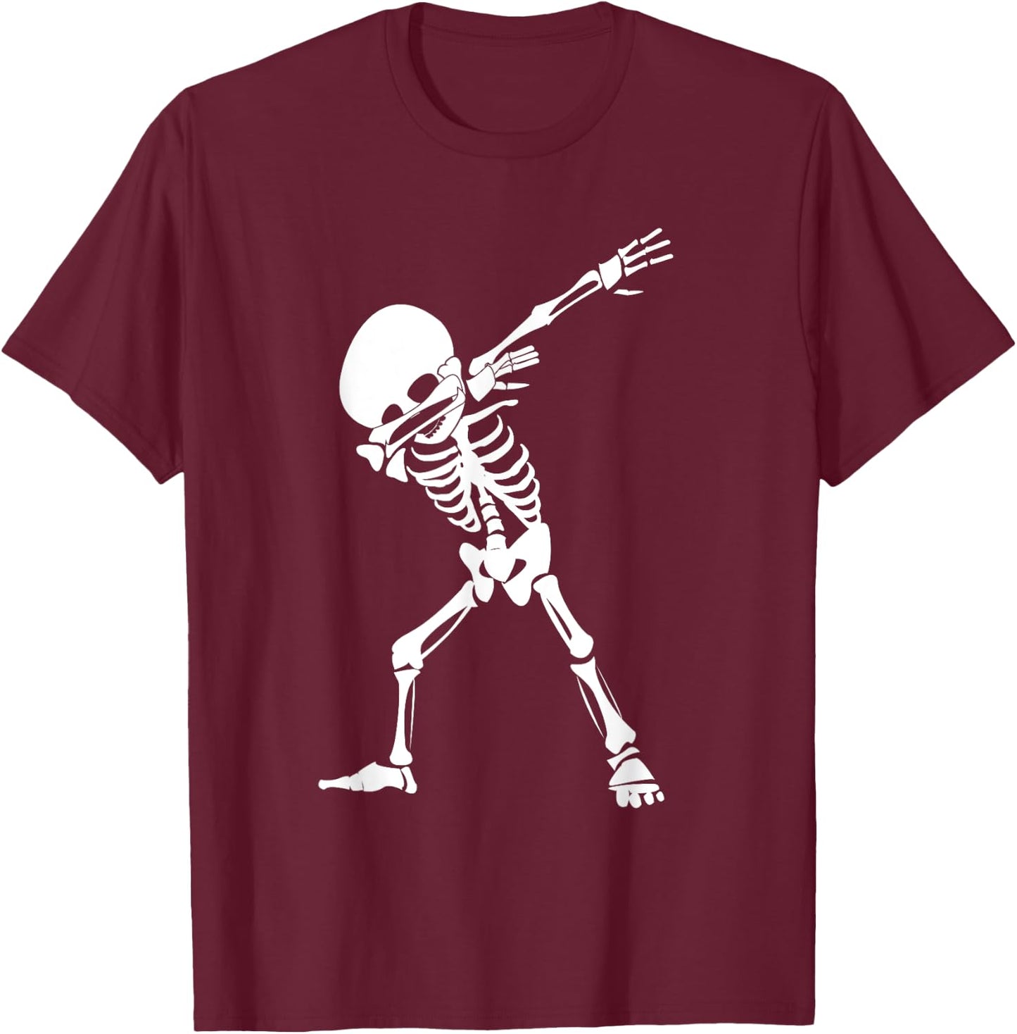 Dabbing Skeleton Shirt - Funny Halloween Dab Skull T-Shirt - T-Shirt | Maroon