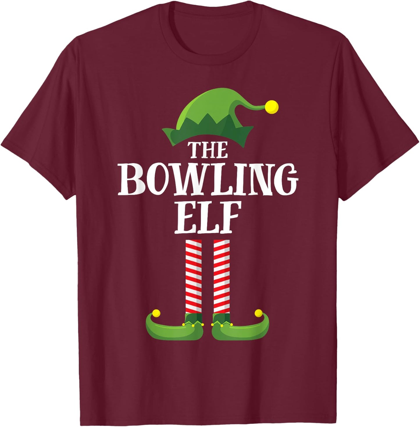 Cowboy Elf Matching Family Group Christmas Party Pyjamas T-Shirt - T-Shirt | Maroon