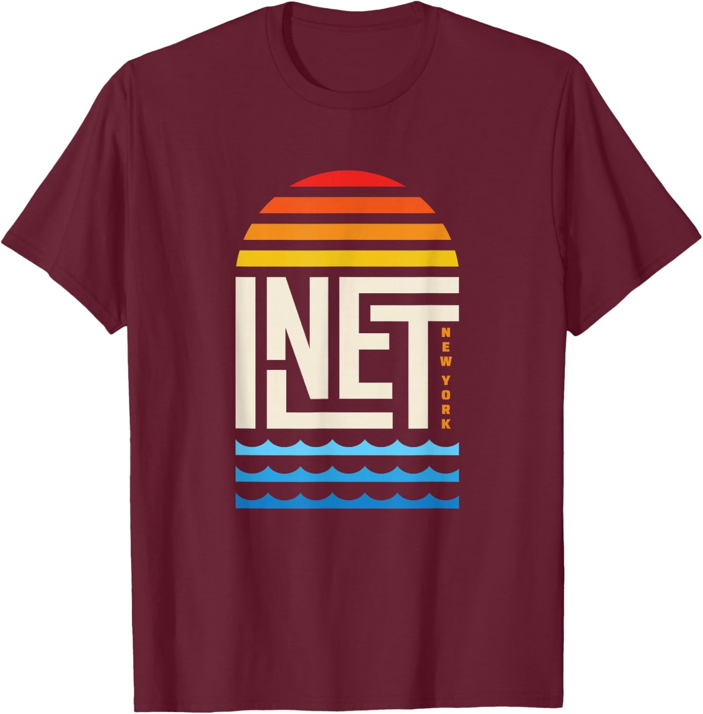 Inlet New York Adirondacks Fourth Lake Sunset T-Shirt - T-Shirt | Maroon