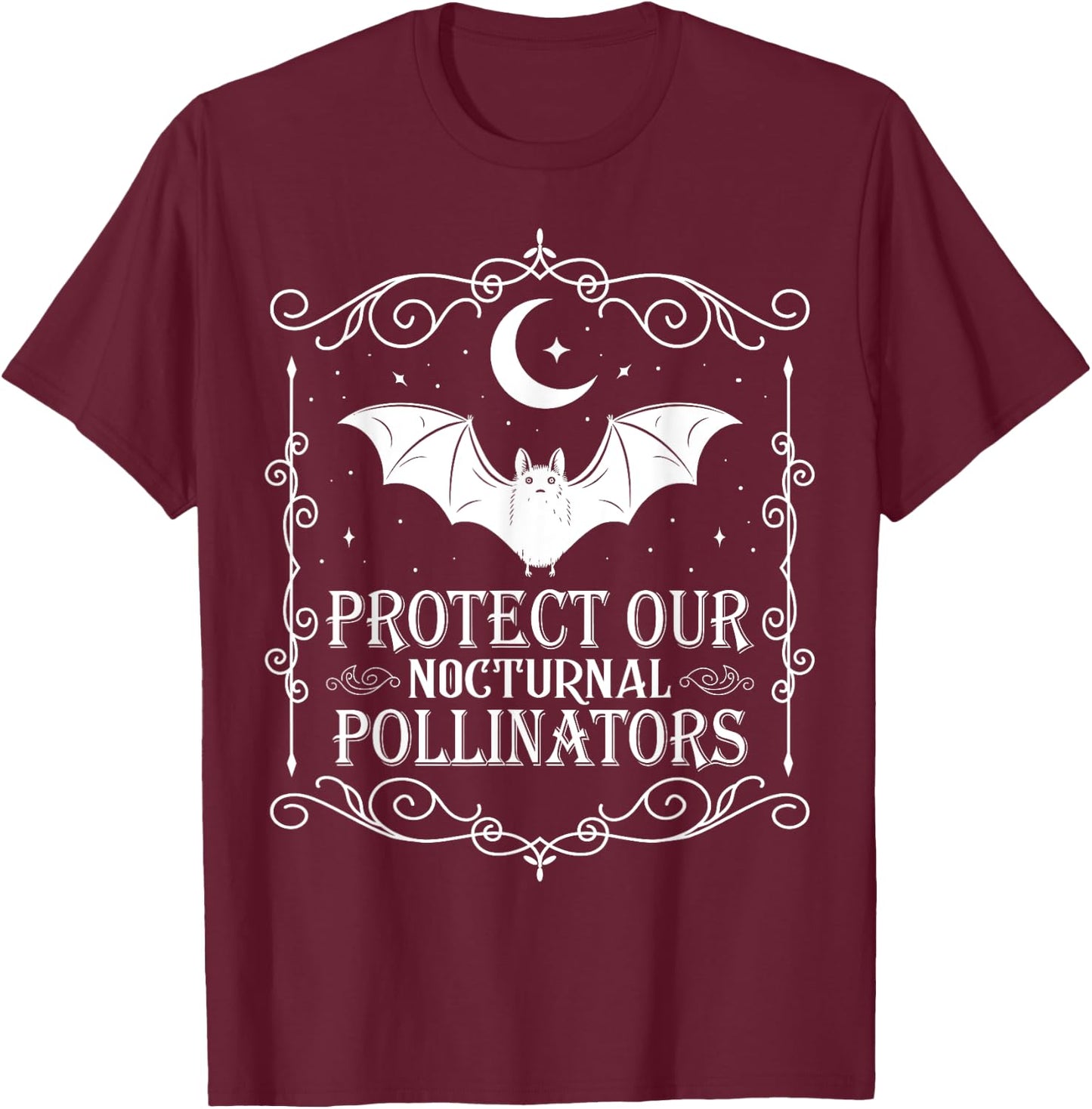 Protect Our Nocturnal Pollinators Bat Lover Halloween T-Shirt - T-Shirt | Maroon