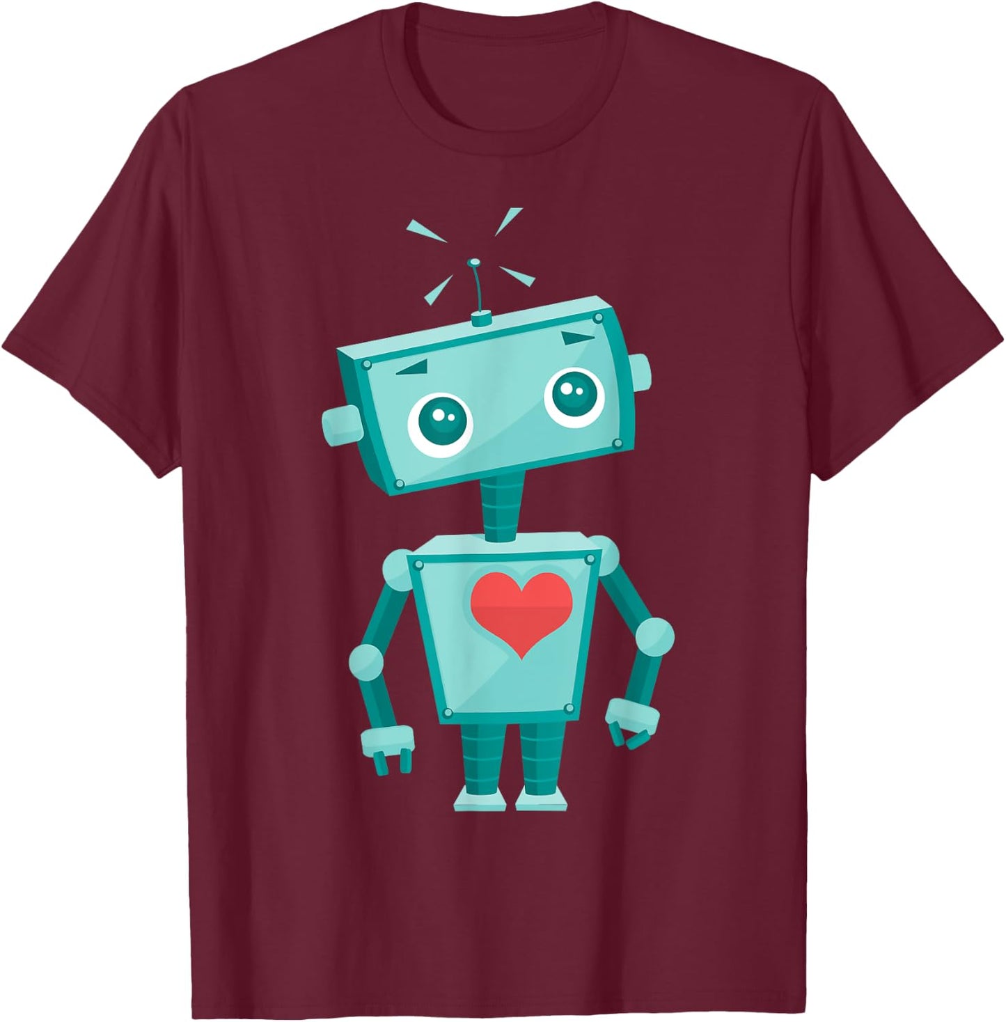 Robot Heart Valentine's Day For Kids Girls T-Shirt - T-Shirt | Maroon