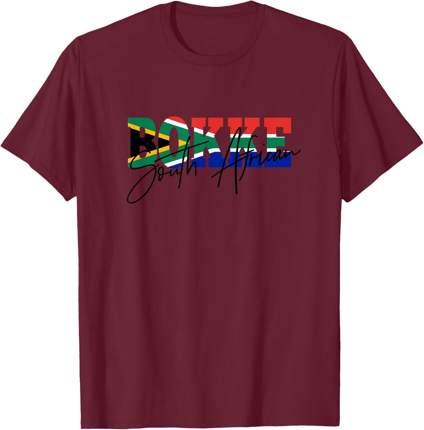 Bokke South African Pride Flag T-Shirt - T-Shirt | Maroon
