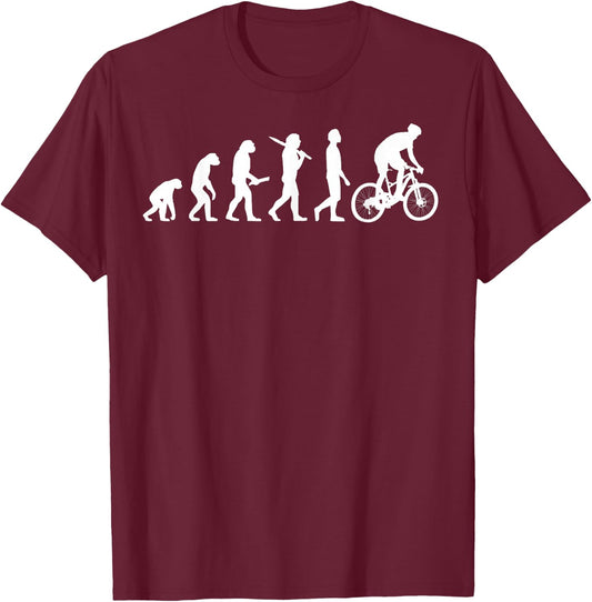 Mountain Biking Evolution - MTB Mountain Biker T-Shirt - T-Shirt | Maroon