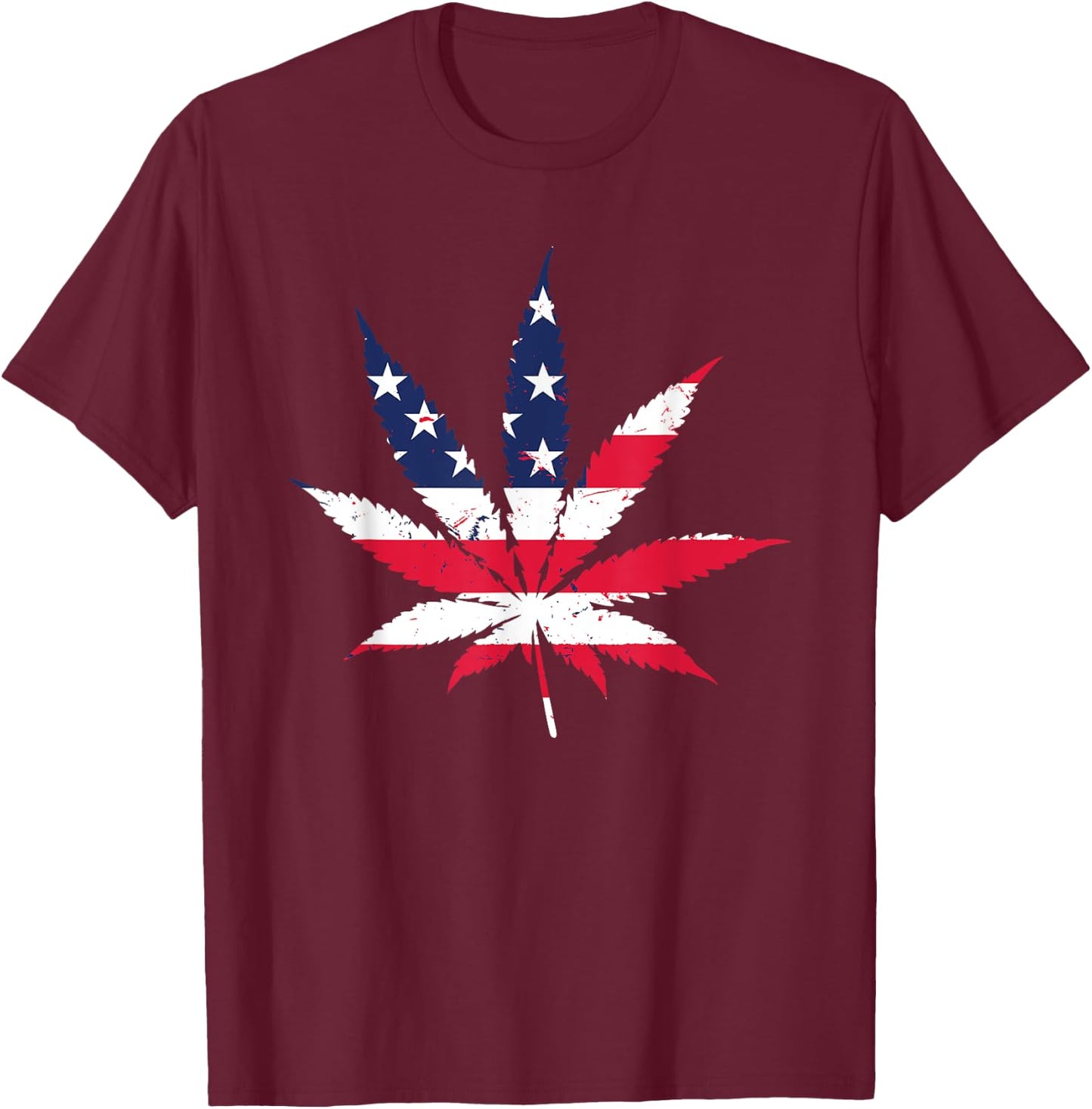 Cannabis USA Graphic T Shirt Marijuana Weed America T-Shirt - T-Shirt | Maroon