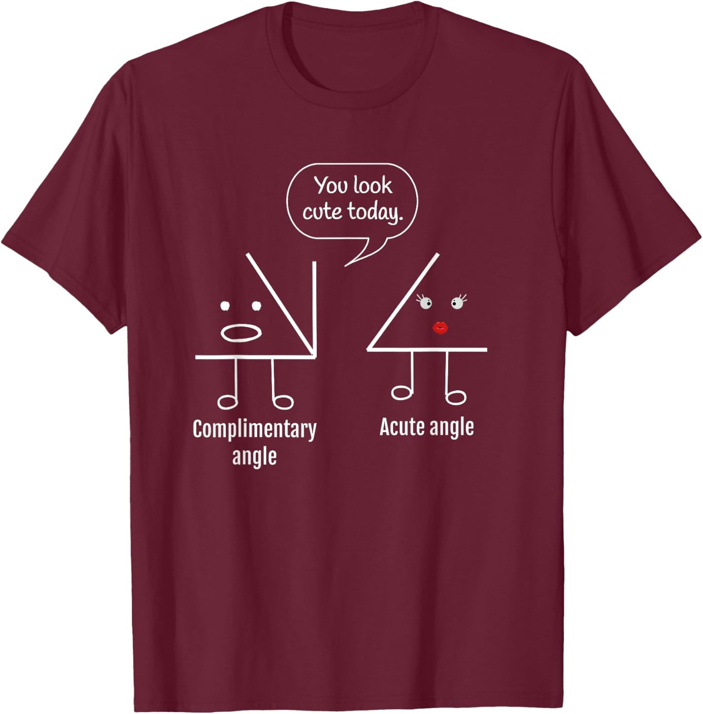 Math Teacher - Complimentary Acute angle T-Shirt - T-Shirt | Maroon