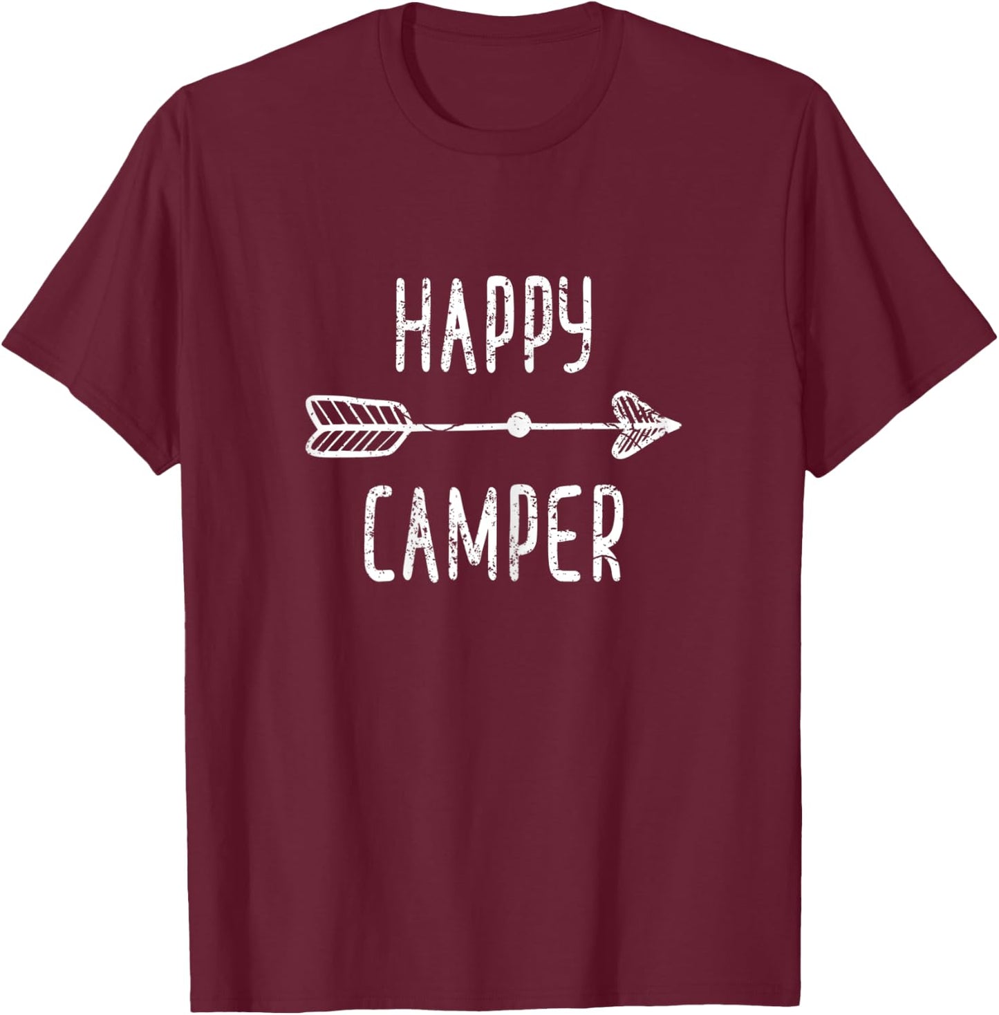 Cute Arrow Happy Camper Shirt Camping Boho Ladies Women T-Shirt - T-Shirt | Maroon