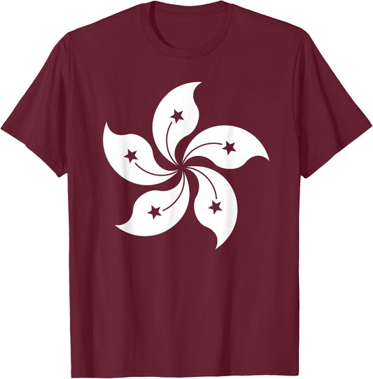 Hong Kong Flag Five Petal Orchid Tree T-Shirt - T-Shirt | Maroon