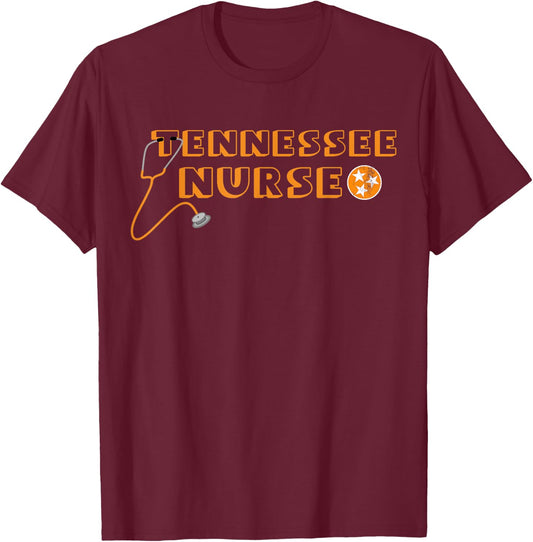Tennessee Nurse Vintage Flag Stethoscope Proud Nurse T-Shirt - T-Shirt | Maroon