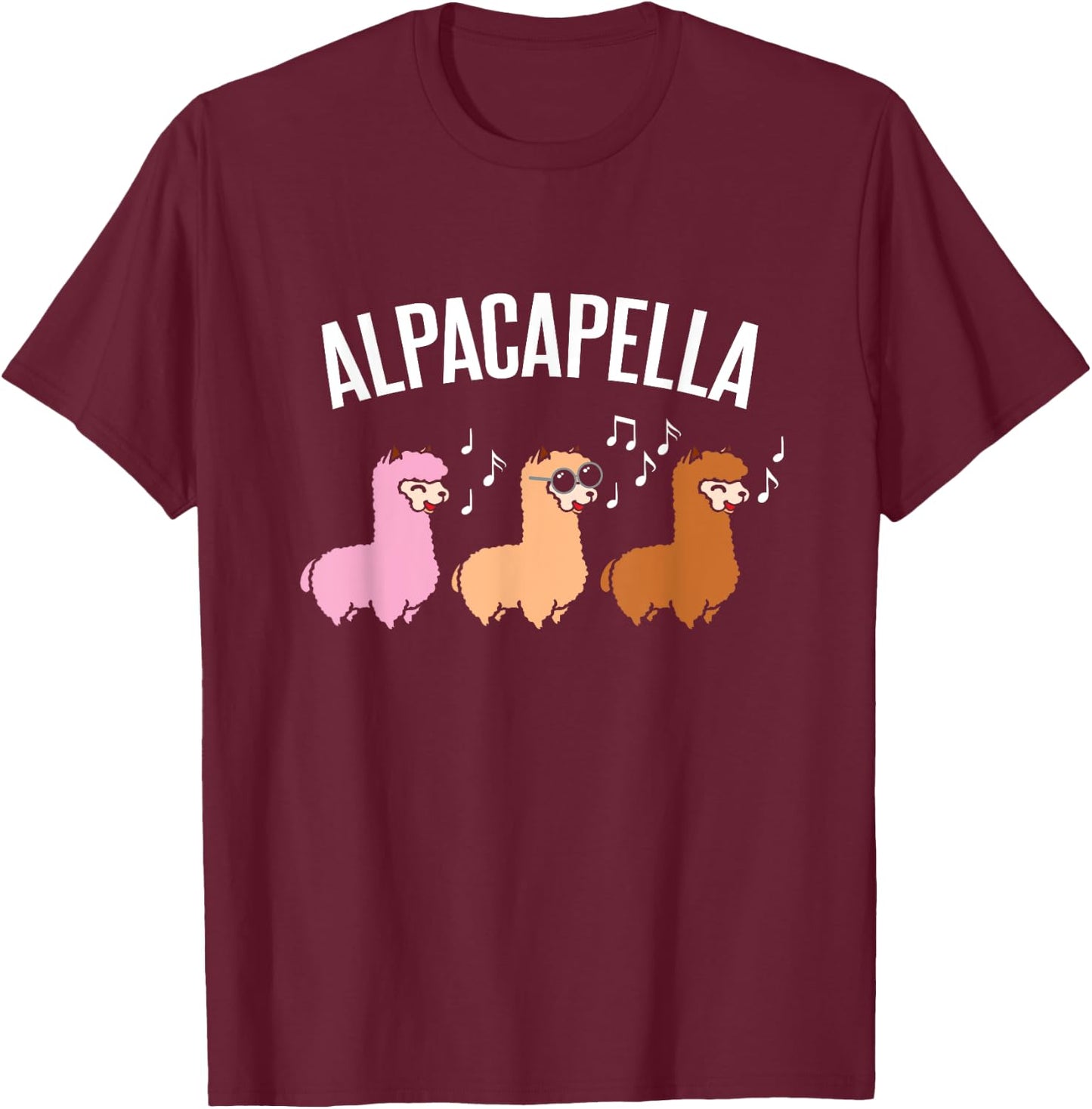 Alpacapella Cute woolly Acapella Alpaca Musician T-Shirt - T-Shirt | Maroon