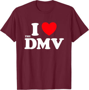 DMV Heart Funny Cute Go DC Maryland Virginia Pride Joke Fan T-Shirt - T-Shirt | Maroon