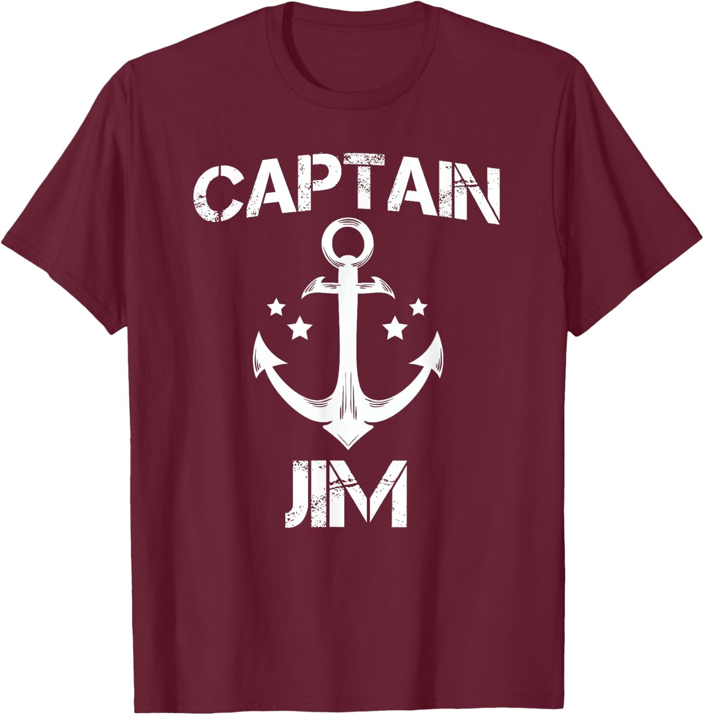 CAPTAIN JIM Funny Birthday Personalized Name Boat Gift T-Shirt - T-Shirt | Maroon