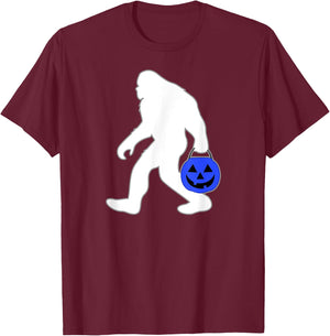 Halloween Autism Blue Pumpkin Bucket Trick or Treat Bigfoot T-Shirt - T-Shirt | Maroon