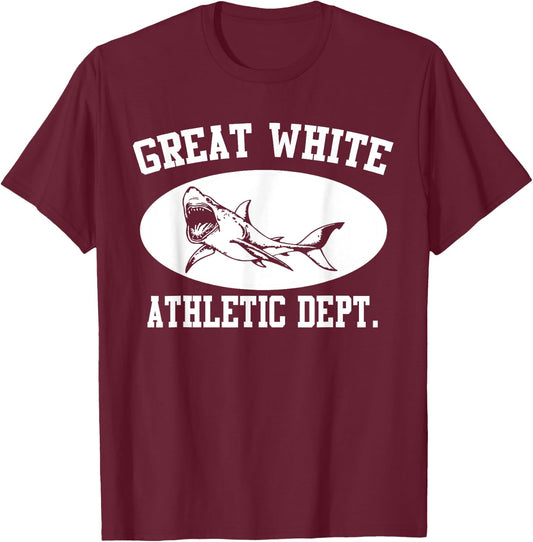 Great White Shark Shirt - Athletic Dept - Shark T-Shirt - T-Shirt | Maroon