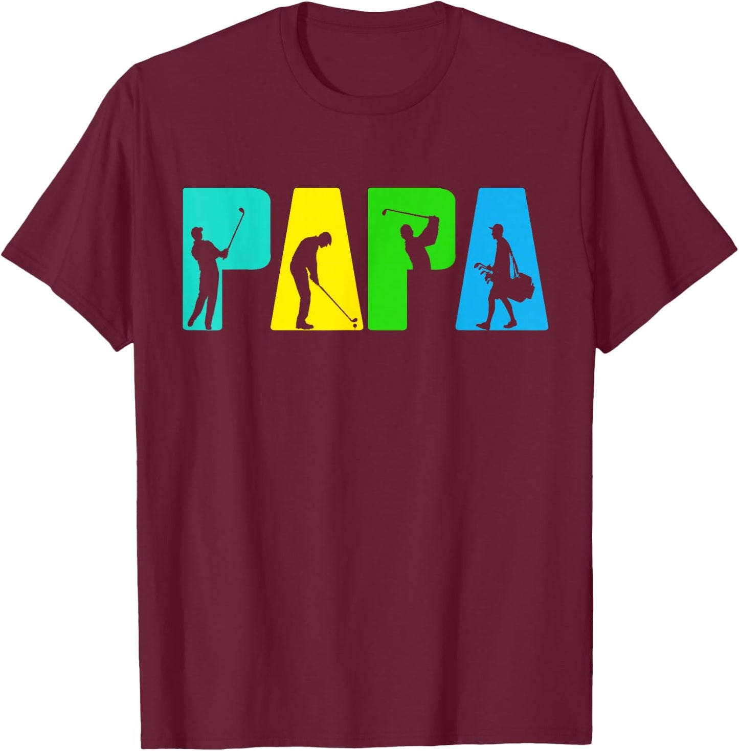Retro Golfing Papa Golfer Shirt. Golf Gifts For Fathers Day T-Shirt - T-Shirt | Maroon