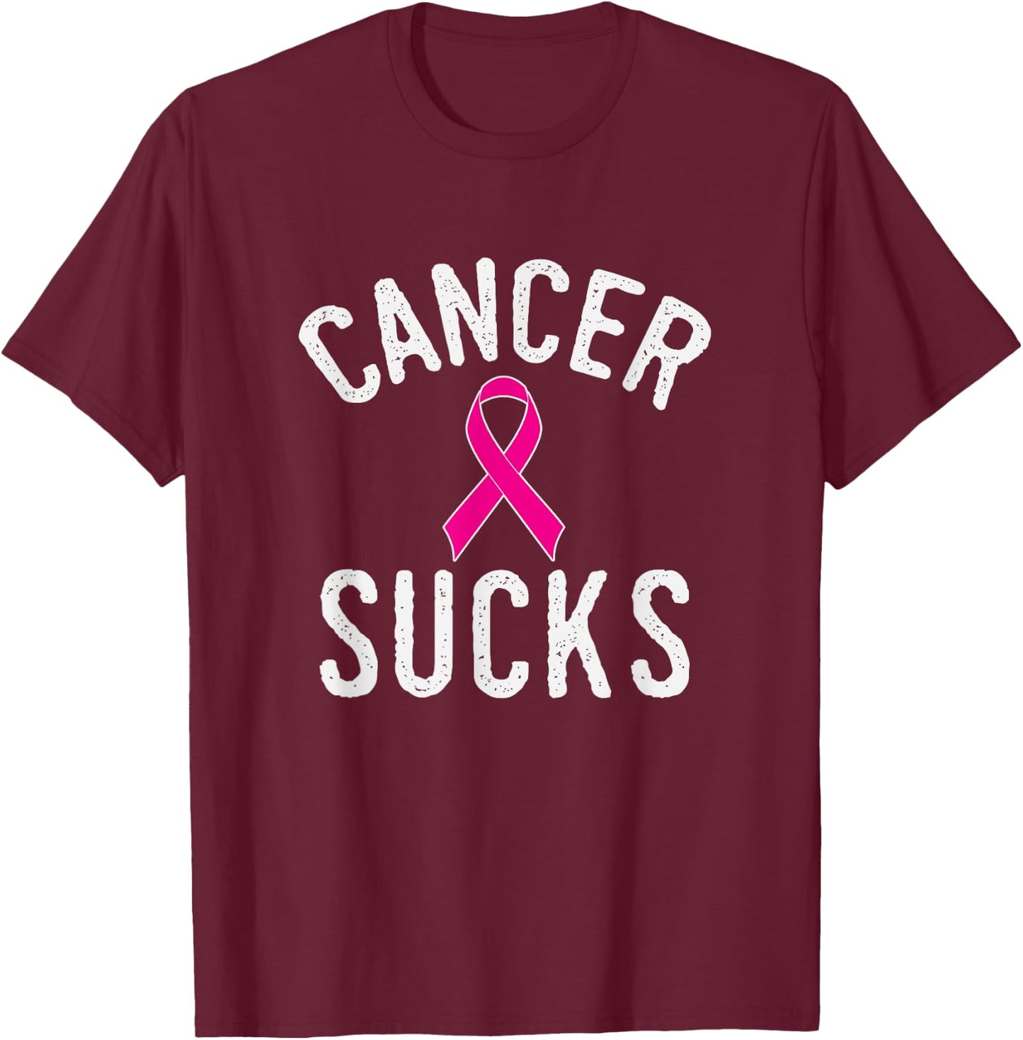 Pink Ribbon Breast Cancer Awareness Month Cancer Sucks T-Shirt - T-Shirt | Maroon