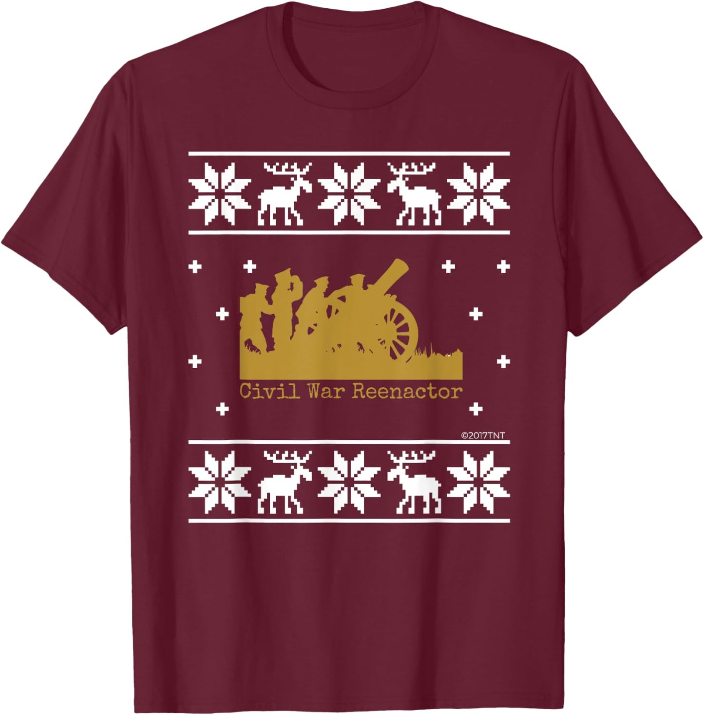 Civil War Re-enactor Ugly Christmas Shirt T-Shirt - T-Shirt | Maroon