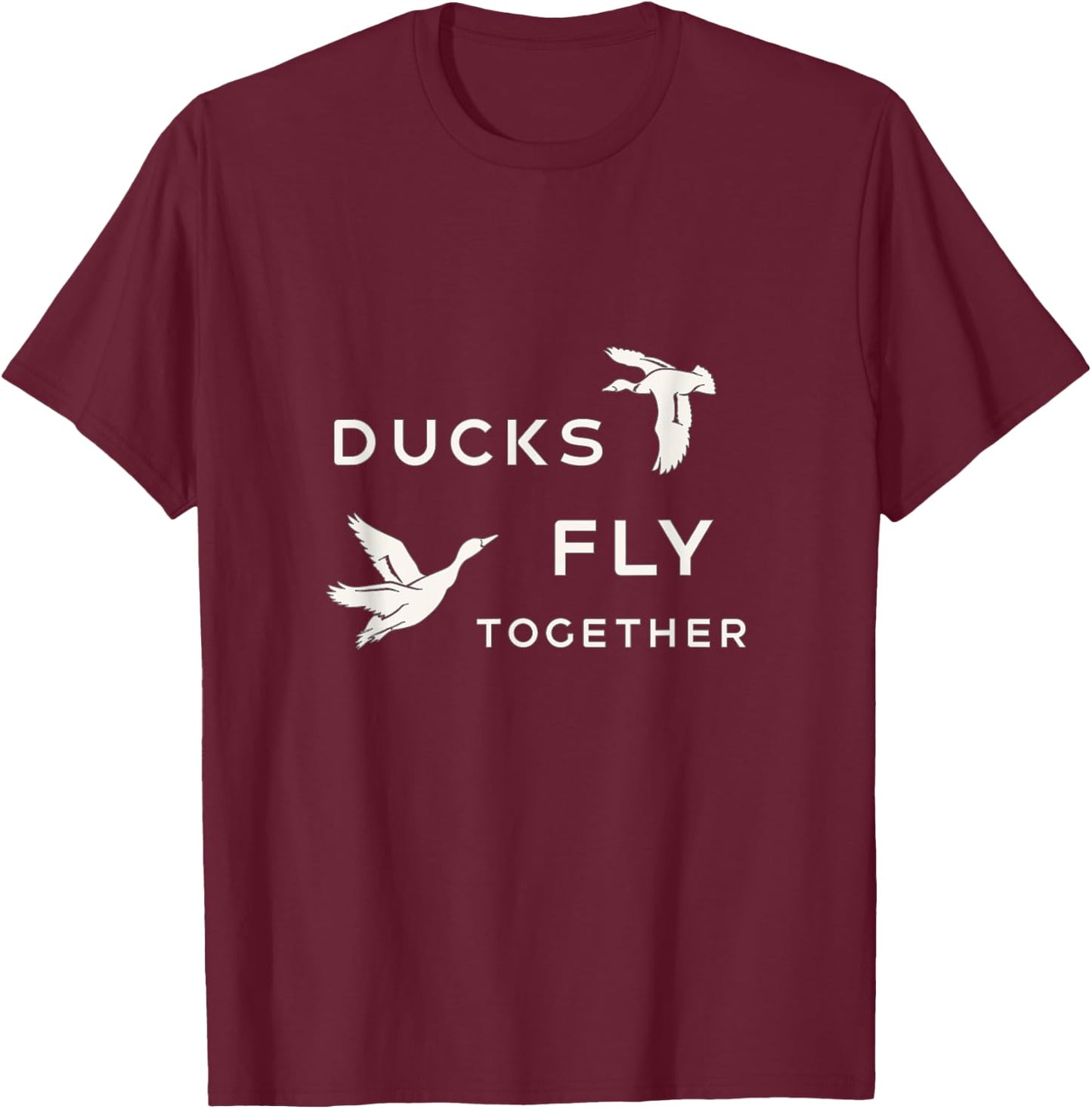 Ducks Fly Together Flying Double Duck T-Shirt - T-Shirt | Maroon