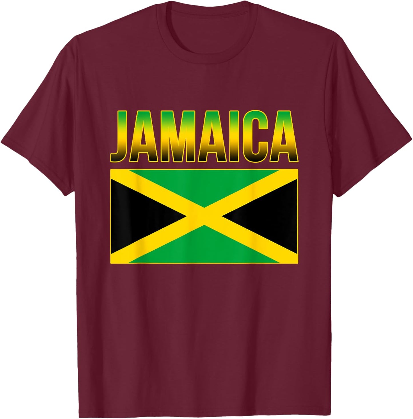 Jamaican National Country Flag Caribbean T-Shirt - T-Shirt | Maroon