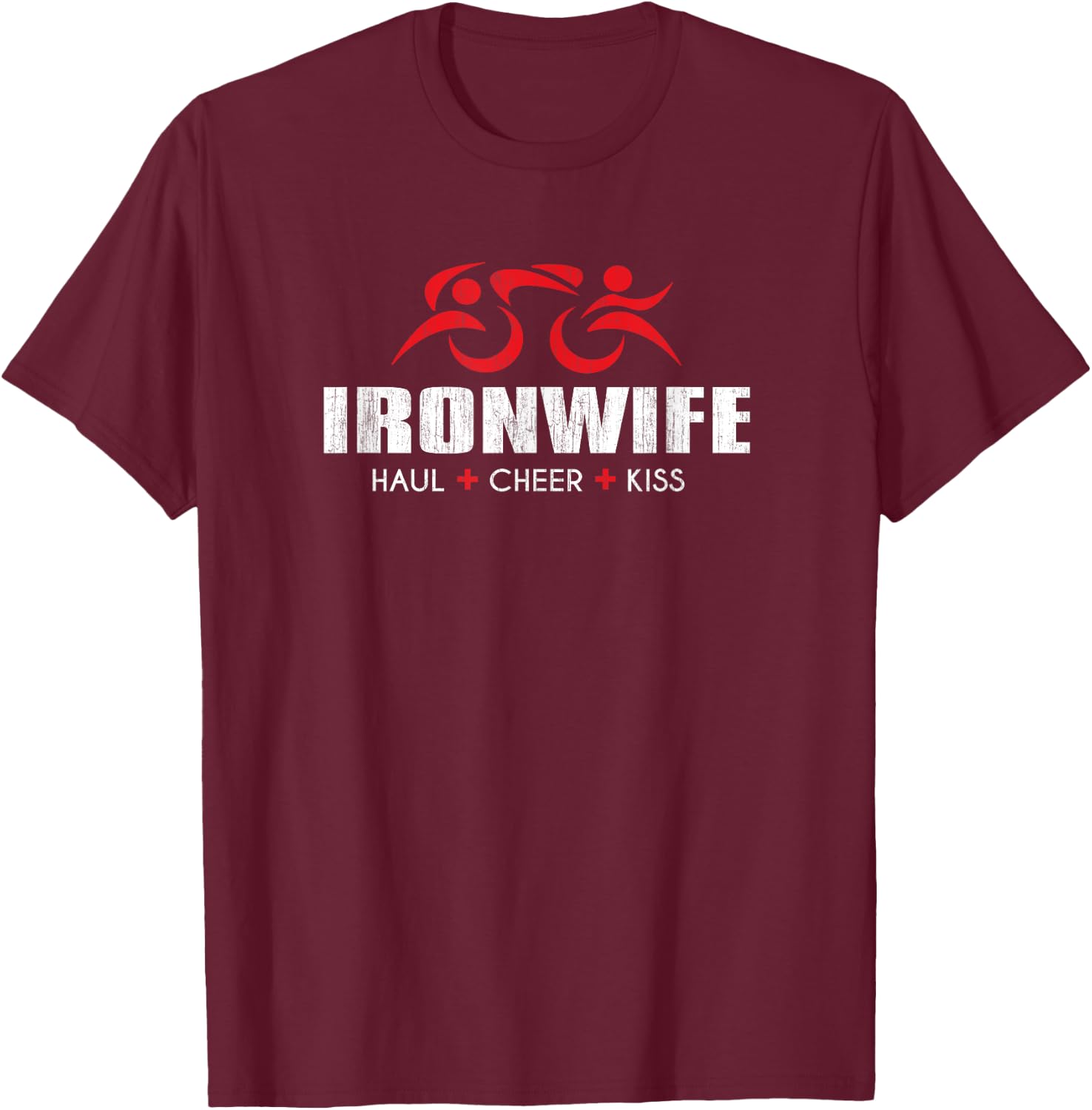 IRONWIFE Tri IronSherpa Triathlon - Haul Cheer Triathlete T-Shirt - T-Shirt | Maroon